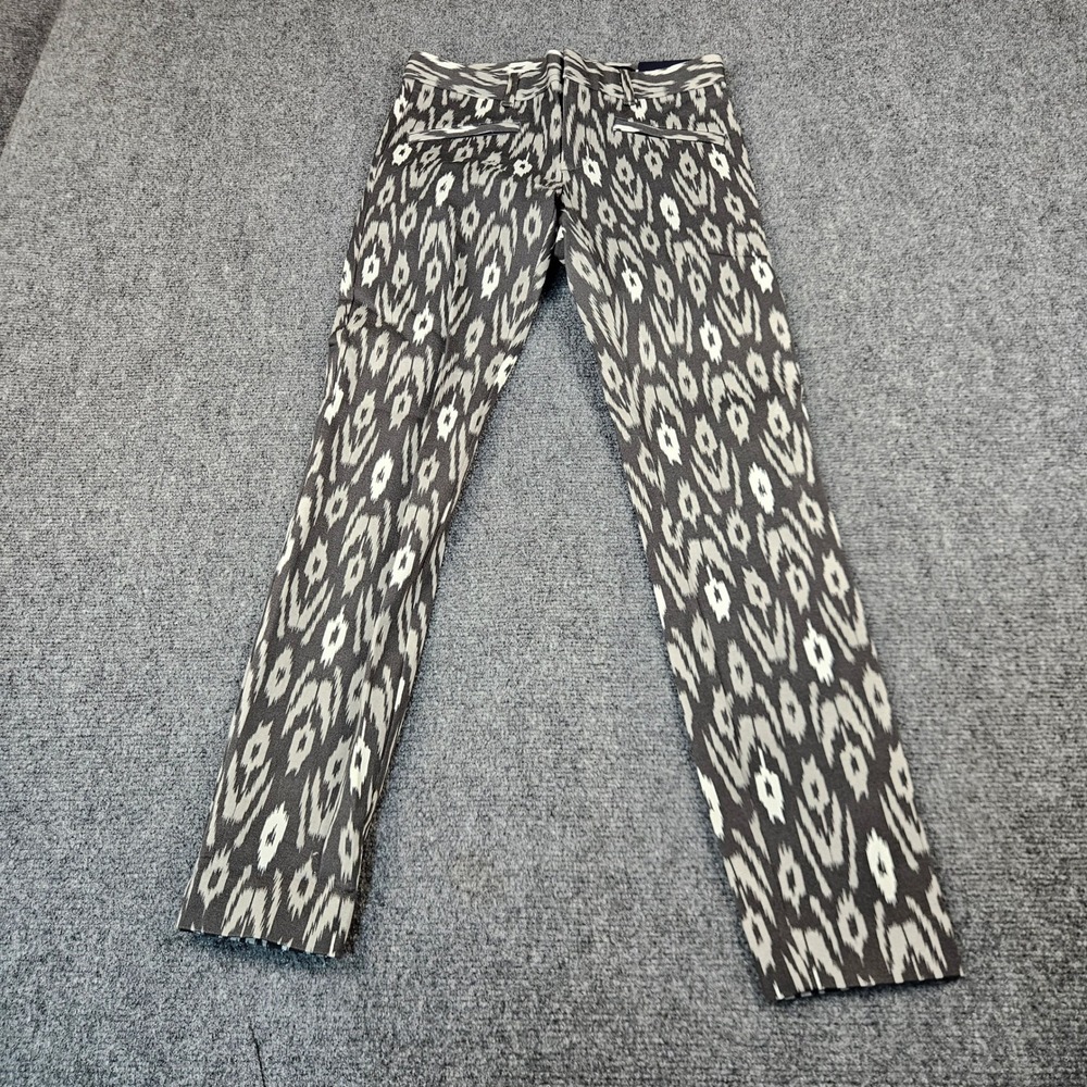 Gap Skinny Ankle Pants Womens 00 Regular Gray White Ikat Print Mid Rise Stretch